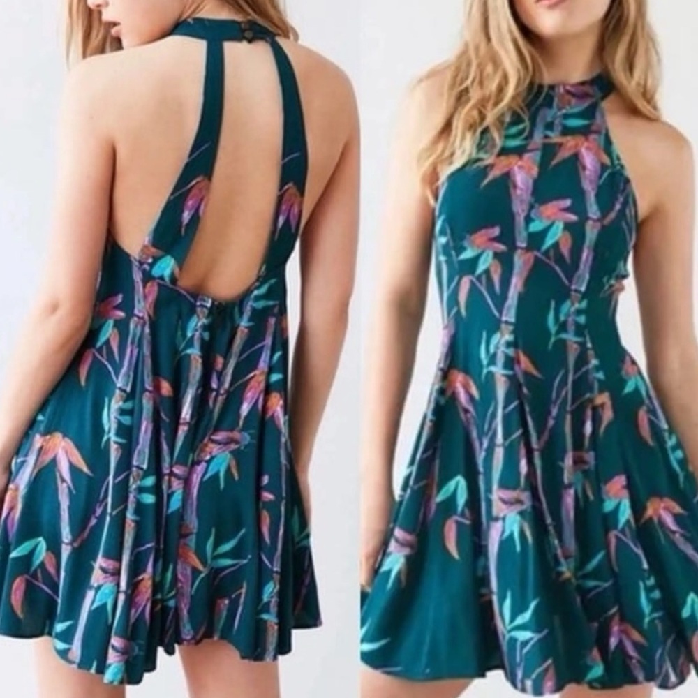 UO floral Halter Dress with Open Back